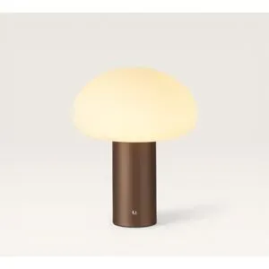LUSENZ Givaro - Pilzlampe Bronze 25 cm - Tischleuchte Wohnzimmer - Skandinavisch Design - Glasschirm - Dimmbar - USB-C - 3000K/4500K/6500K