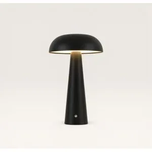 LUSENZ Oryllo - Pilzlampe Schwarz 30 cm - Tischleuchte Wohnzimmer - Glasschirm - Dimmbar - USB-C - Modern Design - 3000K/4500K/6500K