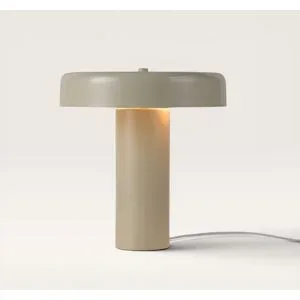 LUSENZ Arcene - Retro Tischlampe Weiß Metall 30 cm - Schreibtischlampe - Offwhite beschichtetes Metall - E14 Fassung - Mit Ein/Aus-Schalter