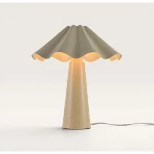 LUSENZ Falisse - Tischlampe Weiß 40 cm - Schreibtischlampe - Minimalistische tischlampe - Beschichtetes Metall - Offwhite - E14 Fassung - Mit Ein/Aus-Schalter