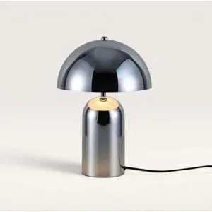 LUSENZ Asteri - Chrom Metall Pilzlampe 40 cm - Retro tischlampe - Lampe für kommode - Beschichtetes Metall - E14 Fassung - Mit Ein/Aus-Schalter