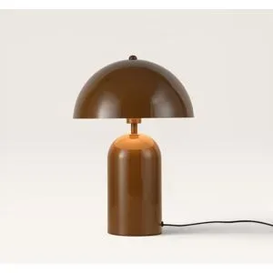 LUSENZ Asteri - Braun Metall Pilzlampe 40 cm - Retro tischlampe - Lampe für kommode - Beschichtetes Metall - E14 Fassung - Mit Ein/Aus-Schalter