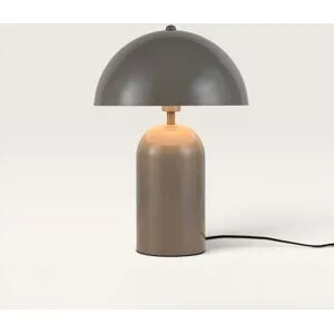 LUSENZ Asteri - Taupe Metall Pilzlampe 40 cm - Retro tischlampe - Lampe für kommode - Beschichtetes Metall - E14 Fassung - Mit Ein/Aus-Schalter