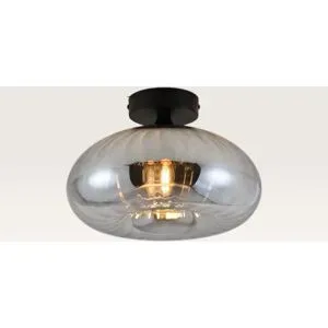LUSENZ Deckenleuchte Zareon vetro fumé ? Silberne Kugel aus Rauchglas und schwarzem Sockel ? Sternförmiger Lichteffekt für den Innenbereich ? Ohne Leuchtmittel