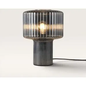 LUSENZ Ferano - Tischlampe Rauchglas 35 cm - Tischlampe vintage - Lampe für kommode - E27 Fassung - Mit Ein/Aus-Schalter