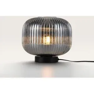 LUSENZ Virello - Tischlampe Rauchglas 25 cm - Schwarz Metall - Lampe für kommode - Vintage design - E27 Fassung - Mit Ein/Aus-Schalter