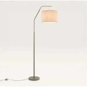 LUSENZ Selyra - Stehlampe Beige Metall 170 cm - Stehlampe wohnzimmer - Klassisch design - Leinenschirm - E27 Fassung - Mit Fußschalter