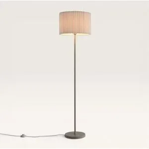 LUSENZ Selyra - Stehlampe Taupe Metall 150 cm - Stehlampe wohnzimmer - Klassisch desgin - E27 Fassung - Leinenschirm - Mit Fußschalter