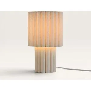 LUSENZ Selyra - Tischlampe Leinen Beige 30 cm - Nachttischlampe - Skandinavisches design - E27 Fassung - Mit Ein/Aus-Schalter