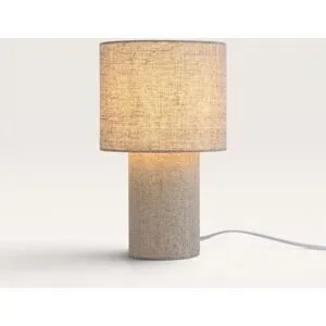 LUSENZ Marone - Tischlampe Leinen Beige 30 cm - Nachttischlampe - Skandinavisch design - E27 Fassung - Mit Ein/Aus-Schalter