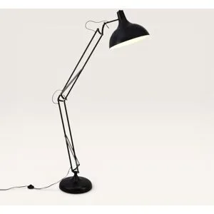 LUSENZ Dorsen - Schwarze Stehlampe Metall 180 cm - Stehlampe wohnzimmer - Modernes design - Höhenverstellbar - E27 Fassung - Mit Fußschalter