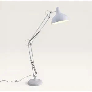 LUSENZ Dorsen - Stehlampe 180 cm - Stehlampe wohnzimmer - Modernes design - Höhenverstellbar - Weiß beschichtetes Metall - E27 Fassung - Mit Fußschalter