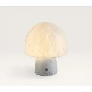 LUSENZ Cirello - Pilzlampe Weiß glas 18 cm - Akku Tischleuchte - Dimmbar - Skandinavisch - Lampe für Kommode - IP20 Innenbereich - USB-C - 3000K Warmweiß