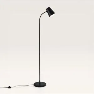LUSENZ Tylora - Schwarze Stehlampe Metall 150 cm - Stehlampe wohnzimmer - Modernes design - Verstellbarer Metall-Schirm - Matt - E27 Fassung - Mit Fußschalter