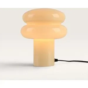 LUSENZ Elistro - Designer Tischlampe Weiß 25 cm - Nachttischlampe - Tischlampe milchglas - E27 Fassung - Mit Ein/Aus-Schalter