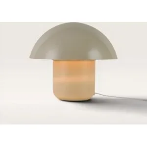 LUSENZ Javera - Pilzlampe 25 cm - Tischlampe Vintage - Lampe für kommode - Weiß Metall - E14 Fassung - Mit Ein/Aus-Schalter