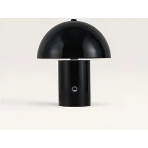 LUSENZ Civaro - Pilzlampe Schwarz 20 cm - Akku Tischleuchte - Dimmbar - Lampe für Kommode - USB-C - Metall - Retro Design - 3000K/4500K/6000K