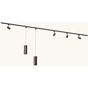 LUSENZ Schienenbeleuchtungs-Set - Gerade - 2x 1,5 m Schiene - 4 Schienenstrahler - 2 Pendelleuchten - Exkl. Leuchtmittel - IP20 - Modular - 230V - Beloria/Belano (L) - Bronze