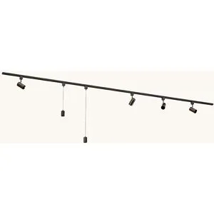 LUSENZ Schienenbeleuchtungs-Set - Gerade - 2x 1,5 m Schiene - 4 Schienenstrahler - 2 Pendelleuchten - Exkl. Leuchtmittel - IP20 - Modular - 230V - Beloria/Avaro - Bronze