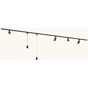 LUSENZ Schienenbeleuchtungs-Set - Gerade - 2x 1,5 m Schiene - 4 Schienenstrahler - 2 Pendelleuchten - Exkl. Leuchtmittel - IP20 - Modular - 230V - Beloria/Belano (L) - Braun