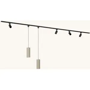 LUSENZ Schienenbeleuchtungs-Set - Gerade - 2x 1,5 m Schiene - 4 Schienenstrahler - 2 Pendelleuchten - Exkl. Leuchtmittel - IP20 - Modular - 230V - Taros/Belano (M) - Beige