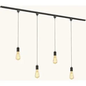 LUSENZ Schienenbeleuchtungs-Set - Gerade - 2x 1 m Schiene - 4 Pendelleuchten - Inkl. 2700K E27 - Warmweiß - IP20 - Modular - 230V - Avaro - Schwarz