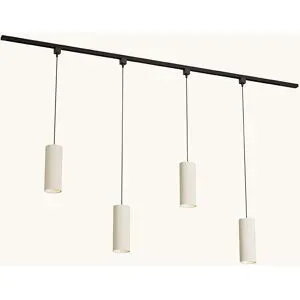 LUSENZ Schienenbeleuchtungs-Set - Gerade - 2x 1 m Schiene - 4 Pendelleuchten - Inkl. 2700K GU10 - IP20 - Modular - 230V - Belano (L) - Beige