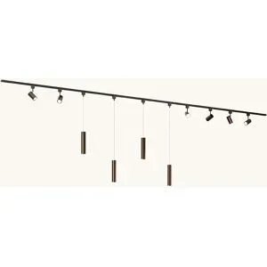 LUSENZ Schienenbeleuchtungs-Set - Gerade - 4x 1 m Schiene - 6 Schienenstrahler - 4 Pendelleuchten - Inkl. 2700K GU10 - IP20 - Modular - 230V - Beloria (M) - Bronze