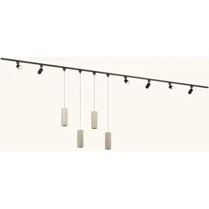 LUSENZ Schienenbeleuchtungs-Set - Gerade - 4x 1 m Schiene - 6 Schienenstrahler - 4 Pendelleuchten - Inkl. 2700K GU10 - IP20 - Modular - 230V - Taros/Belano (L) - Beige