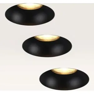 LUSENZ 3er-Set Einbaustrahler Junaro nero ? Einbautiefe 40 mm ? GU10-Fassung ? IP20 für Innenbereich ? Weiß & Schwarz ? Mit Durchgangsverdrahtung