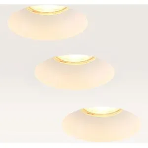 LUSENZ 3er-Set Einbaustrahler Junaro bianco ? Einbautiefe 100 mm ? GU10-Fassung ? IP20 für Innenbereich ? Weiß ? Mit Durchgangsverdrahtung