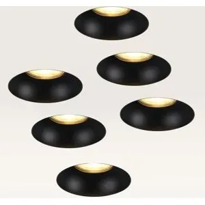LUSENZ 6er-Set Einbaustrahler Junaro nero ? Einbautiefe 100 mm ? GU10-Fassung ? IP20 für Innenbereich ? Weiß & Schwarz ? Mit Durchgangsverdrahtung