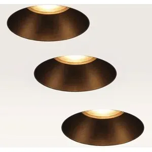 LUSENZ 3er-Set Einbaustrahler Junaro bianco bronzo ? Einbautiefe 100 mm ? 4W 345lm - 2700K ? IP20 für Innenbereich ? Weiß & Bronze ? Mit Durchgangsverdrahtung