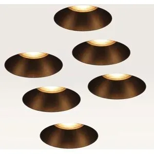 LUSENZ 6er-Set Einbaustrahler Junaro bianco bronzo ? Einbautiefe 100 mm ? 4W 345lm - 2700K ? IP20 für Innenbereich ? Weiß & Bronze ? Mit Durchgangsverdrahtung