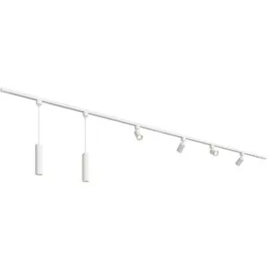 HOFTRONIC Taros LED Schienensysteme-Paket Weiß - Recht - 2x 1,5 m Schiene - 4 Schienenstrahler - 2 Pendelleuchte - Exkl. Lichtquelle - IP20 - Modular - 230 V