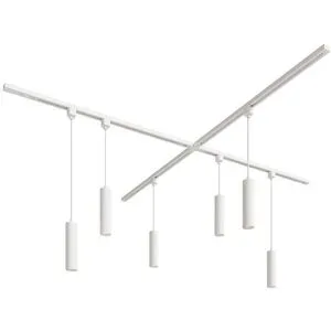 HOFTRONIC Taros LED Schienensysteme-Paket Weiß - X-Form - 4 x 1 m Schiene - 6 Pendelleuchte - ohne Lichtquelle - IP20 - modular - 230 V