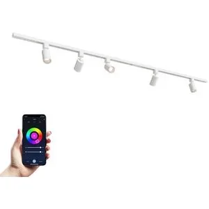 HOFTRONIC Taros LED Schienensysteme-Paket Weiß - Recht - 2x 1 m Schiene - 5 Schienenstrahler - Inkl. RGBWW GU10 - IP20 - modular - 230 V