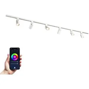 HOFTRONIC Taros LED Schienensysteme-Paket Weiß - Recht - 2x 1 m Schiene - 6 Schienenstrahler - Inkl. RGBWW GU10 - IP20 - modular - 230 V