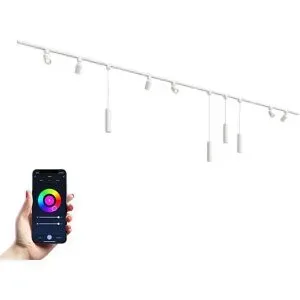 HOFTRONIC Taros LED Schienensysteme-Paket Weiß - Recht - 4x 1 m Schiene - 6 Schienenstrahler - 4 Pendelleuchte - Inkl. RGBWW GU10 - IP20 - Modular - 230V