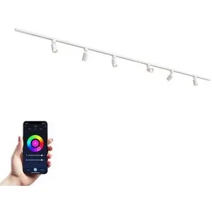 HOFTRONIC Taros LED Schienensysteme-Paket Weiß - Recht - 2x 1,5 m Schiene - 6 Schienenstrahler - Inkl. RGBWW GU10 - IP20 - modular - 230 V