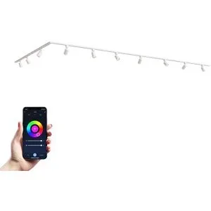 HOFTRONIC Taros LED Schienensysteme-Paket Weiß - L-Form - 6 x 1 m Schiene - 10 Schienenstrahler - Inkl. RGBWW GU10 - IP20 - modular - 230 V
