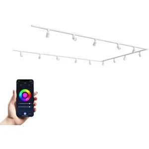 HOFTRONIC Taros LED Schienensysteme-Paket Weiß - U-Form - 4x 1,5 m Schiene - 2x 1 m Schiene - 14 Schienenstrahler - Inkl. RGBWW GU10 - IP20 - modular - 230 V