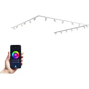 HOFTRONIC Taros LED Schienensysteme-Paket Weiß - U-Form - 6 x 1,5 m Schiene - 18 Schienenstrahler - Inkl. RGBWW GU10 - IP20 - modular - 230 V