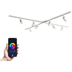 HOFTRONIC Taros LED Schienensysteme-Paket Weiß - X-Form - 4 x 1 m Schiene - 8 Schienenstrahler - Inkl. RGBWW GU10 - IP20 - modular - 230 V