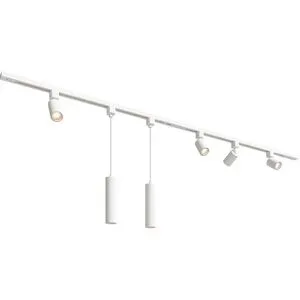 HOFTRONIC Taros LED Schienensysteme-Paket Weiß - Recht - 2x 1 m Schiene - 4 Schienenstrahler - 2 Pendelleuchte - Inkl. 2700K GU10 - IP20 - modular - 230 V
