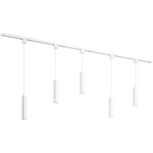 HOFTRONIC Taros LED Schienensysteme-Paket Weiß - Recht - 2x 1 m Schiene - 5 Pendelleuchte - Inkl. 2700K GU10 - IP20 - Modular - 230 V