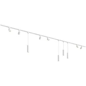 HOFTRONIC Taros LED Schienensysteme-Paket Weiß - Recht - 4x 1 m Schiene - 6 Schienenstrahler - 4 Pendelleuchte - Inkl. 2700K GU10 - IP20 - Modular - 230V