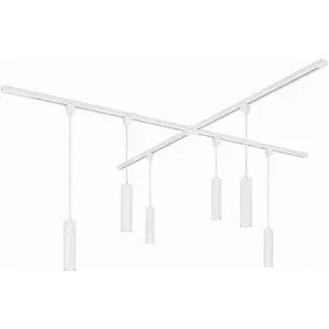 HOFTRONIC Taros LED Schienensysteme-Paket Weiß - X-Form - 4 x 1 m Schiene - 6 Pendelleuchte - Inkl. 2700K GU10 - IP20 - modular - 230 V
