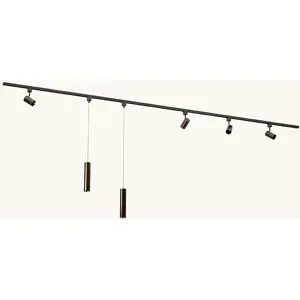 LUSENZ Schienenbeleuchtungs-Set - Gerade - 2x 1,5 m Schiene - 4 Schienenstrahler - 2 Pendelleuchten - Exkl. Leuchtmittel - IP20 - Modular - 230V - Beloria/Belano (M) - Bronze
