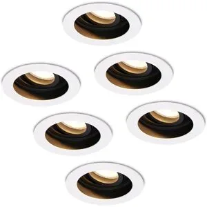 HOFTRONIC 6er Set Laredo LED Einbaustrahler - GU10 4 Watt 345 lumen - 2700K warmweiß - Dimmbar - Versenkt - Rund - Schwenkbar - IP20 für innen - Weiß